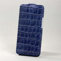 BONRONI Leather Case for New HTC One M7 (blue croc)