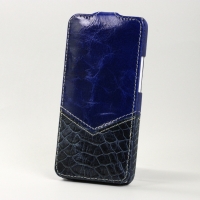 BONRONI Leather Case for New HTC One M7 (blue snake)