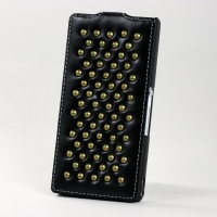 BONRONI Leather Case for Sony Xperia Z L36h (Black draco)