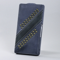 BONRONI Leather Case for Sony Xperia Z L36h (Blue draco)