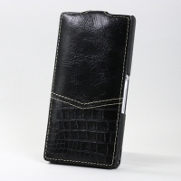 BONRONI Leather Case for Sony Xperia Z L36h (Black snake)