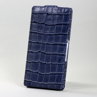 BONRONI Leather Case for Sony Xperia Z L36h (Blue croc)