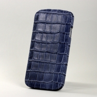 BONRONI Leather Case for Samsung Galaxy S4/IV GT-I9500 (blue croc)