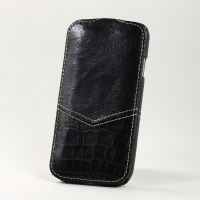 BONRONI Leather Case for Samsung Galaxy S4/IV GT-I9500 (black croc)