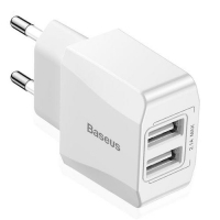 Сетевое зарядное устройство Baseus Mini Dual-U 2.1 A, белое