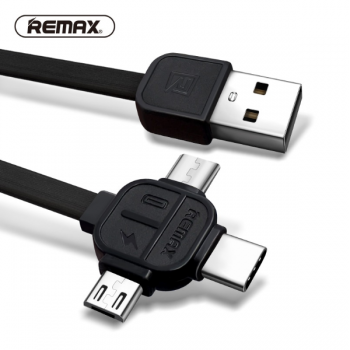 Универсальный USB кабель Remax (lightning+micro usb+type-c) черный