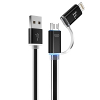Универсальный USB кабель Hoco UPL08 (lightning+micro) черный