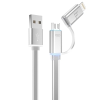 Универсальный USB кабель Hoco UPL08 (lightning+micro) серый