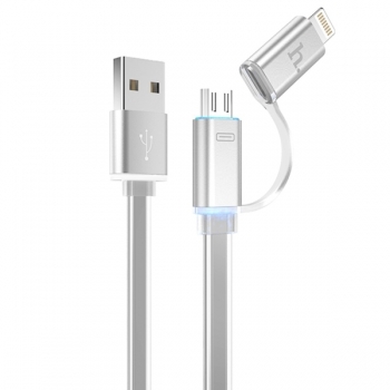  Универсальный USB кабель Hoco UPL08 (lightning+micro) серый