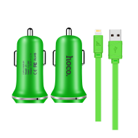  Автомобильная зарядка для iPhone, iPad - Hoco Z1 Charging Kit (green)