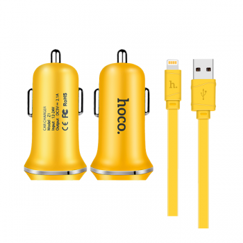  Автомобильная зарядка для iPhone, iPad - Hoco Z1 Charging Kit (yellow)